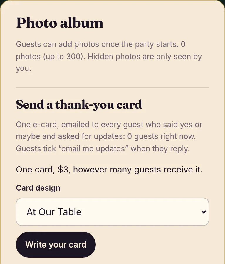 Photo album on the host page