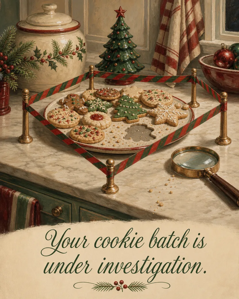 The Cookie Exchange Audit, Christmas card front