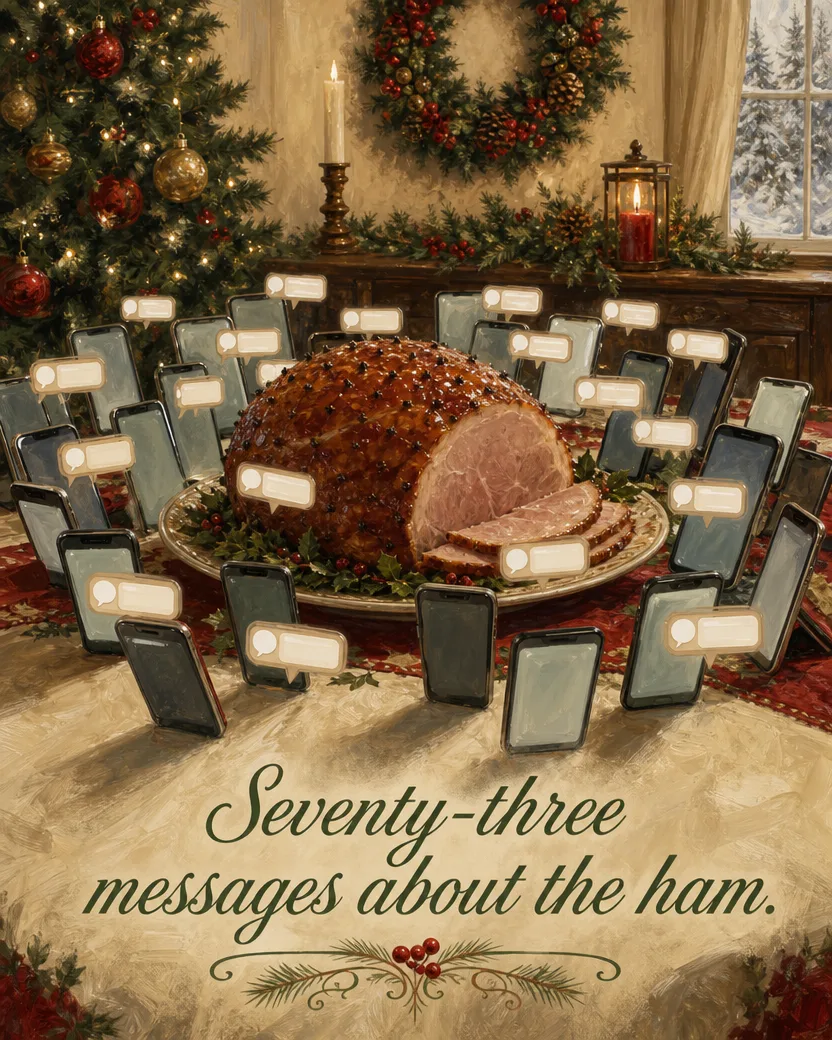 The Family Group Text, Christmas card front