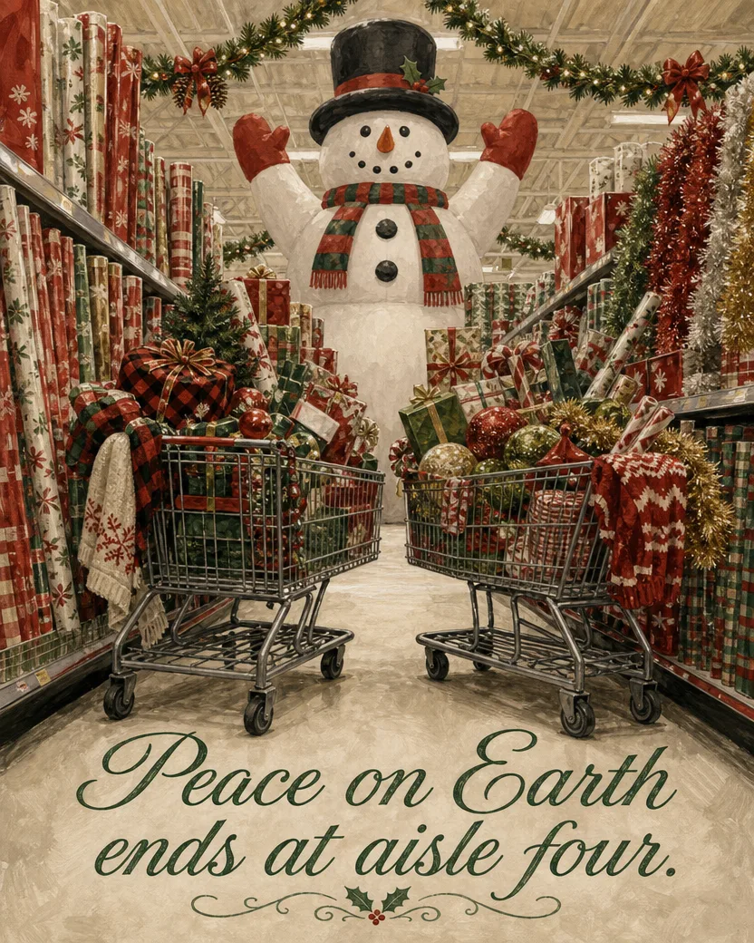 The Holiday Parking Lot, Christmas card front