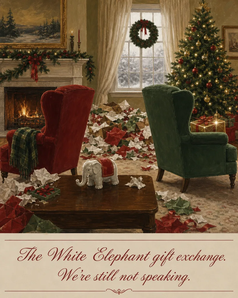 The White Elephant War, Christmas card front