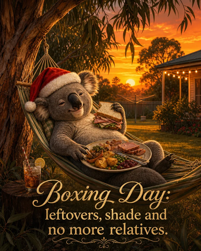 Boxing Day Survival, Christmas card front