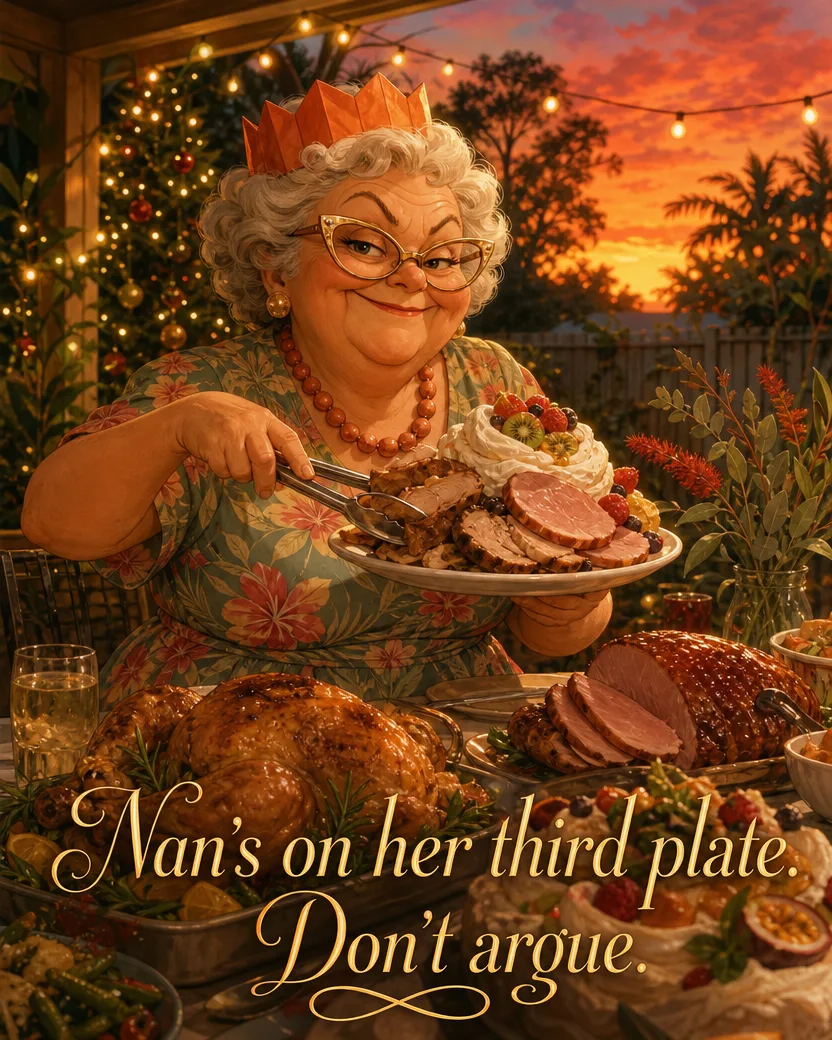 Nan's Third Plate, Christmas card front