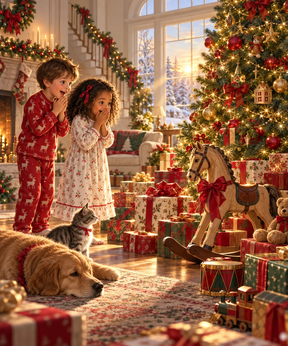 Christmas Morning Surprise, Christmas card front