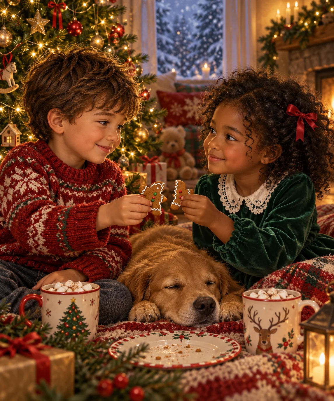 Sharing the Last Cookie, Christmas card front