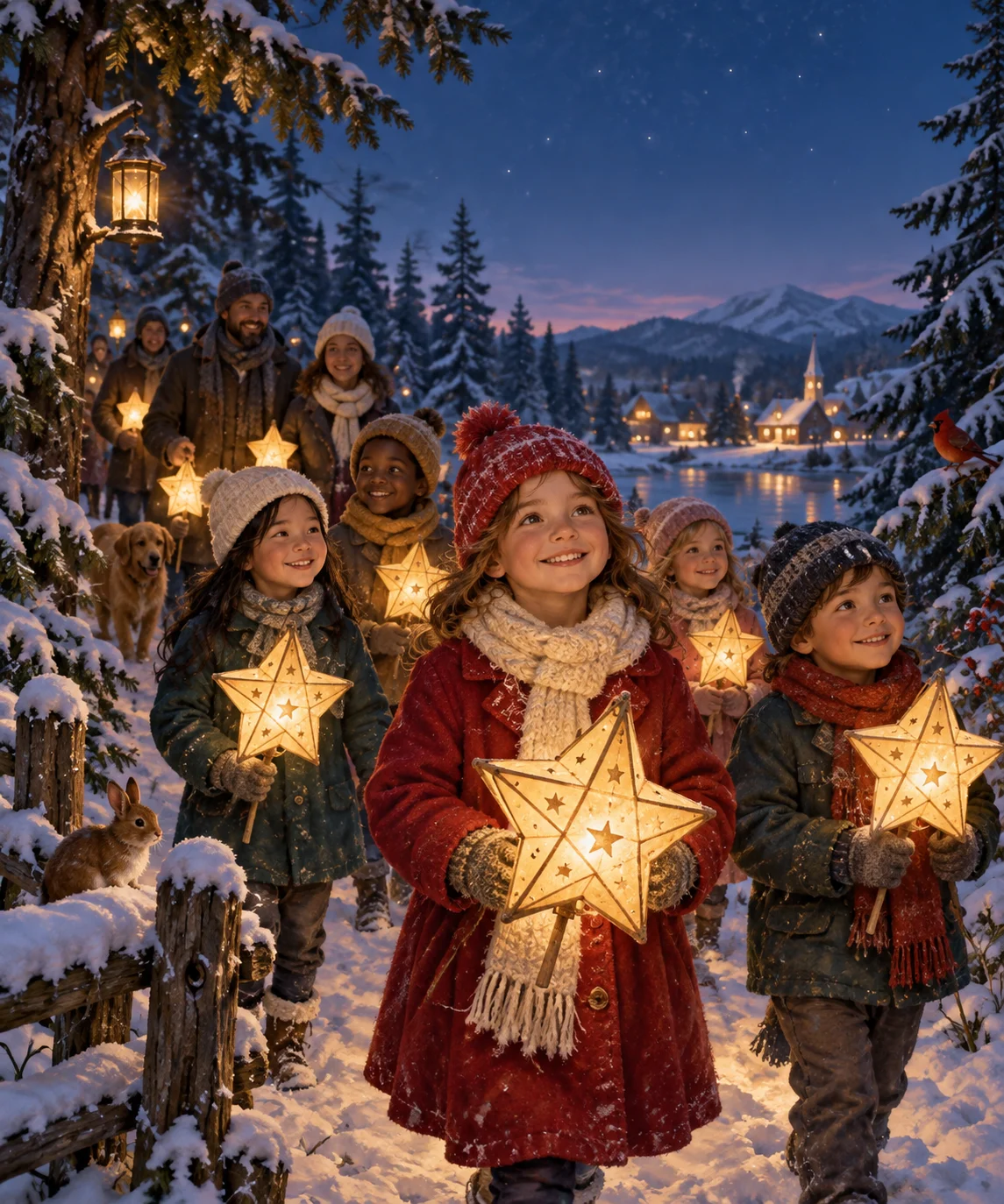 The Little Lantern Walk, Christmas card front