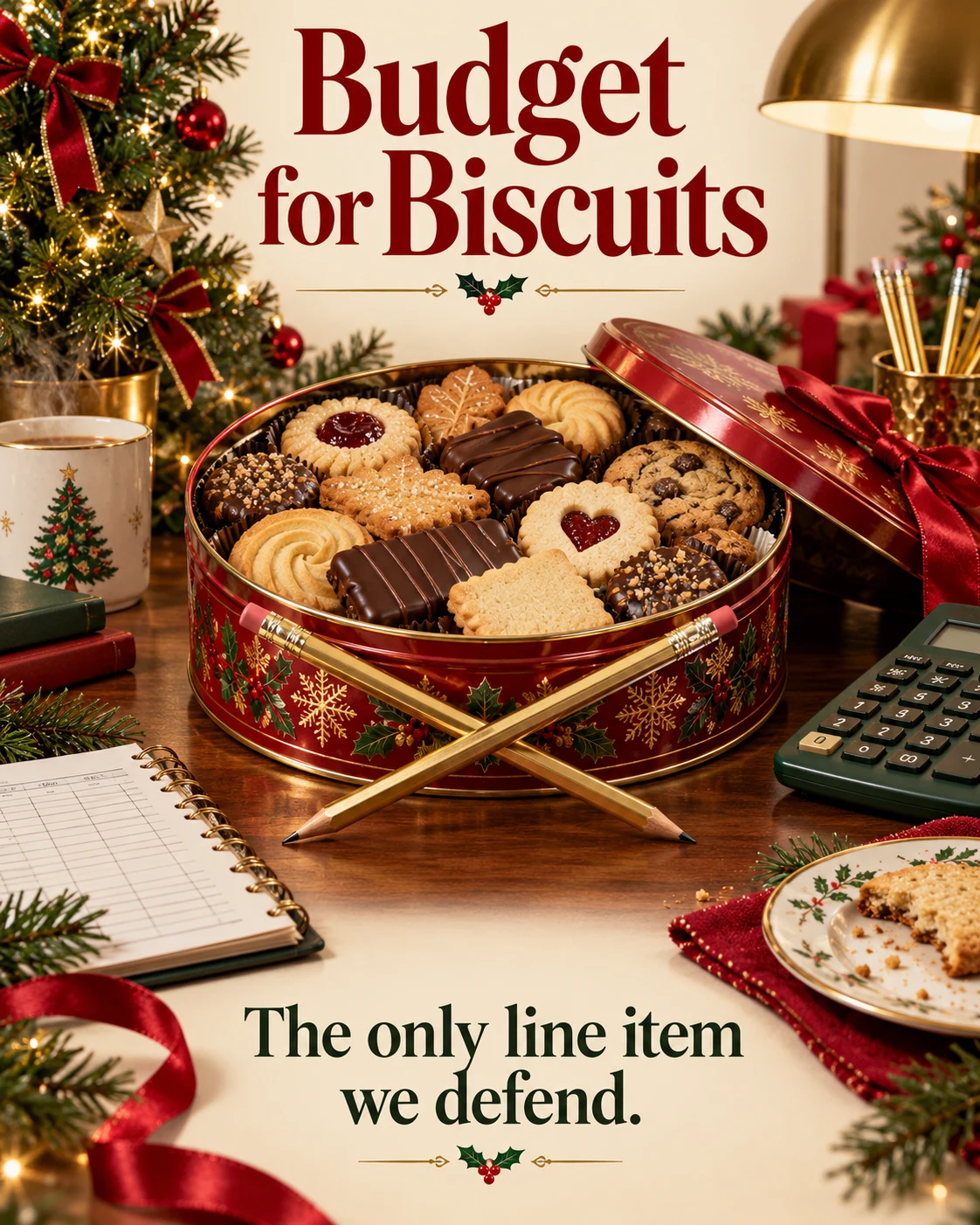 Budget for Biscuits, Christmas card front
