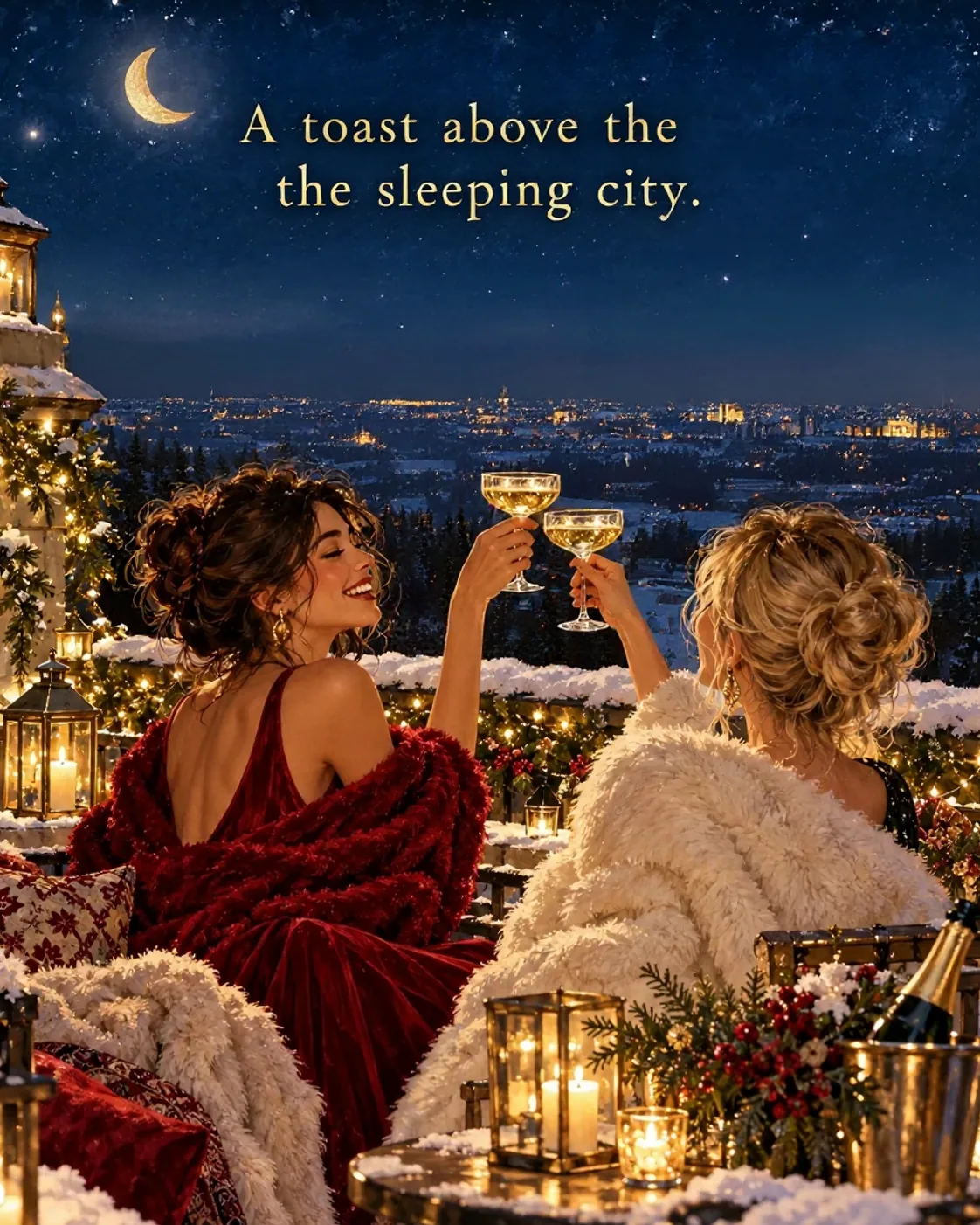 December Rooftops, Christmas card front