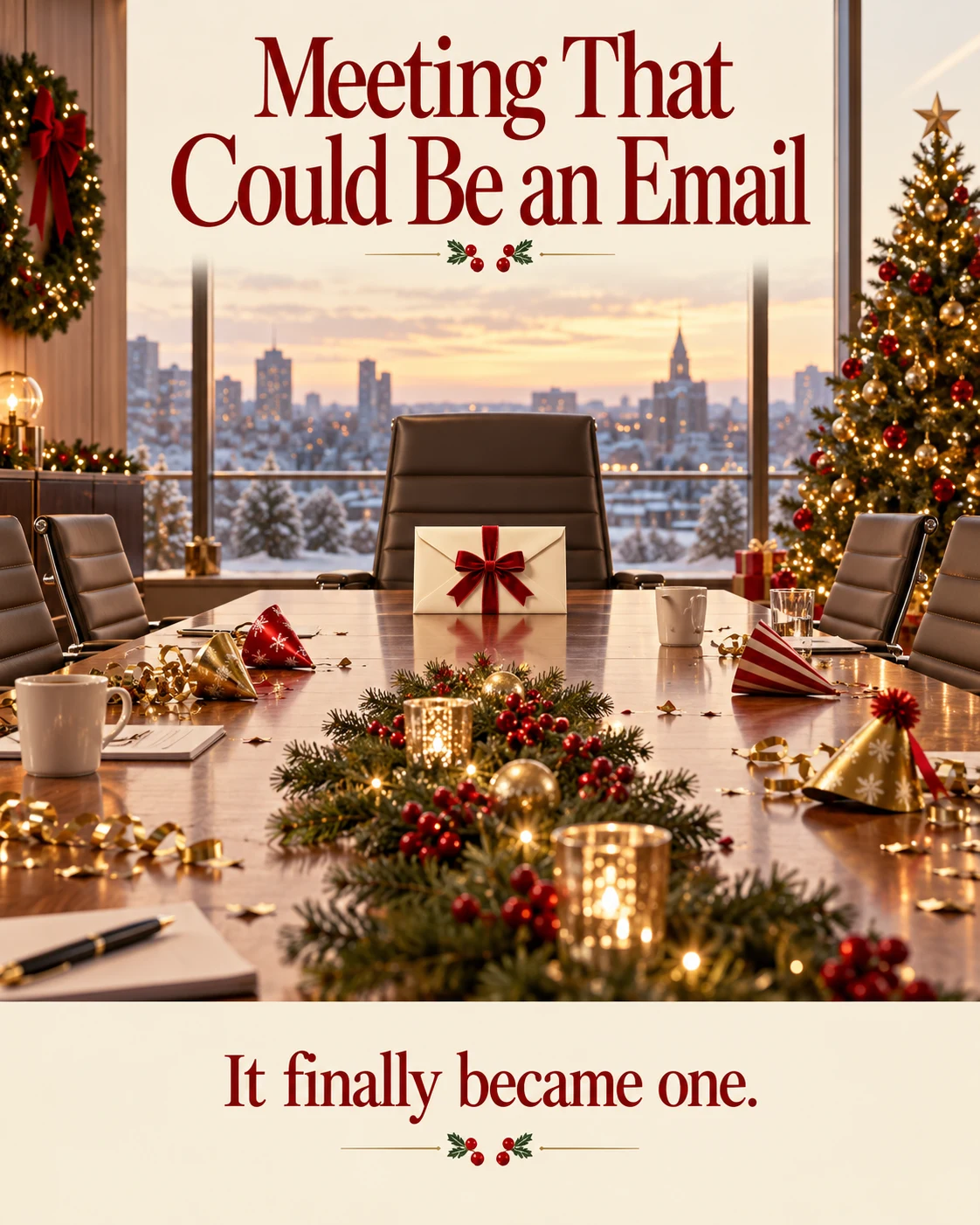 Meeting That Could Be an Email, Christmas card front