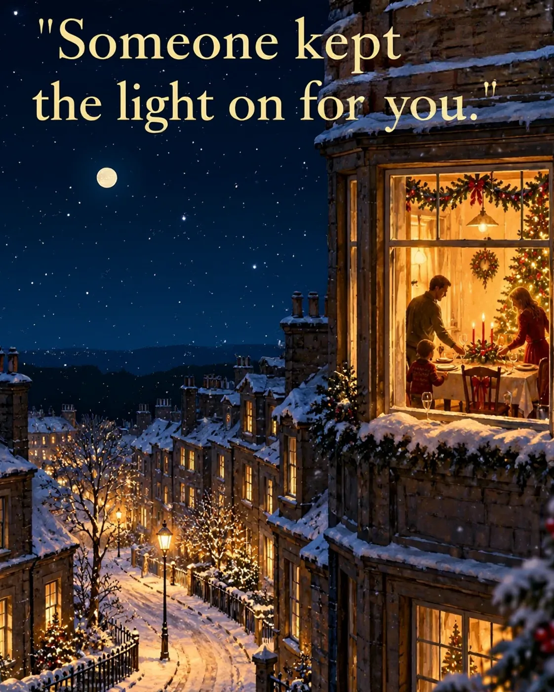 One Lit Apartment, Christmas card front