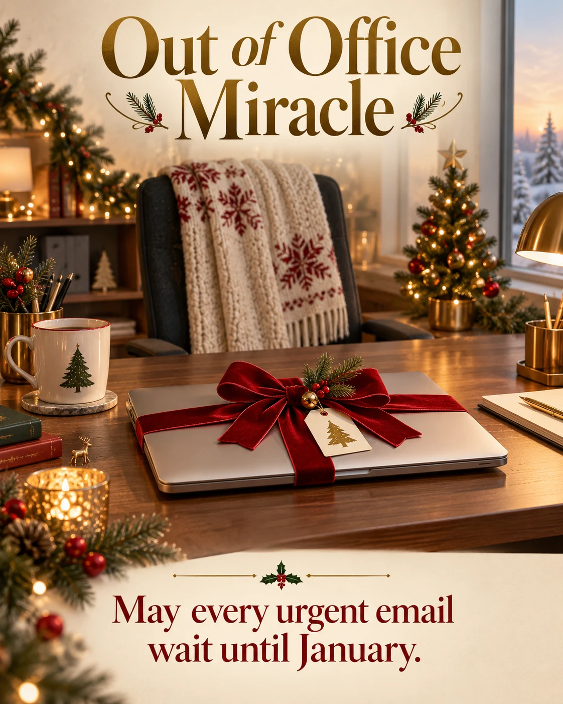 Out of Office Miracle, Christmas card front