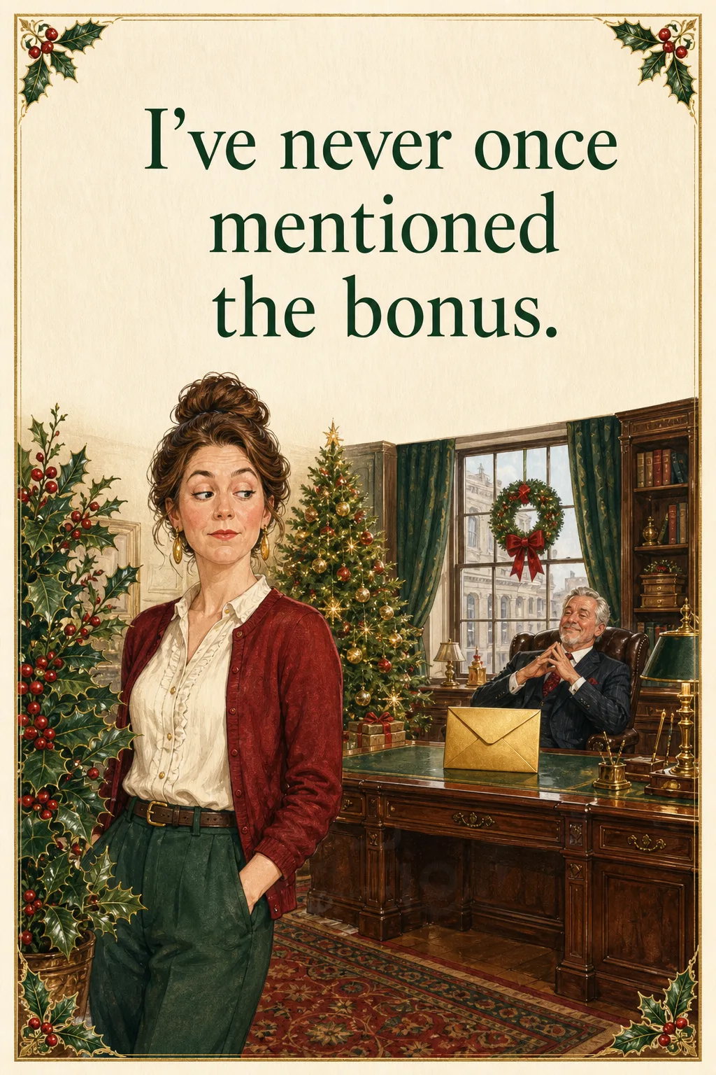 Not Mentioning the Bonus, Christmas card front