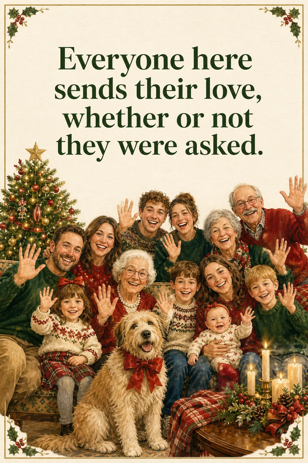 Even the Dog, Christmas card front