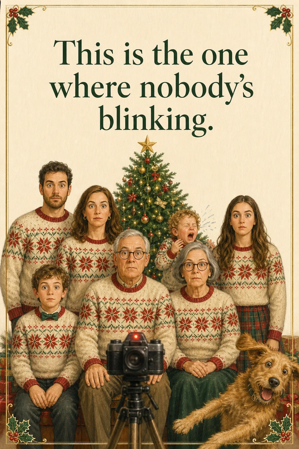 Nobody Blinking, Christmas card front