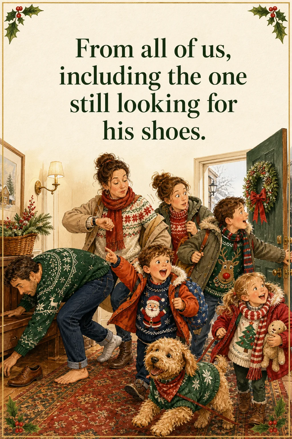 Still Looking for His Shoes, Christmas card front