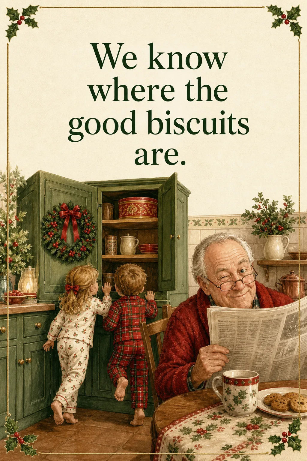 We Know Where the Biscuits Are, Christmas card front