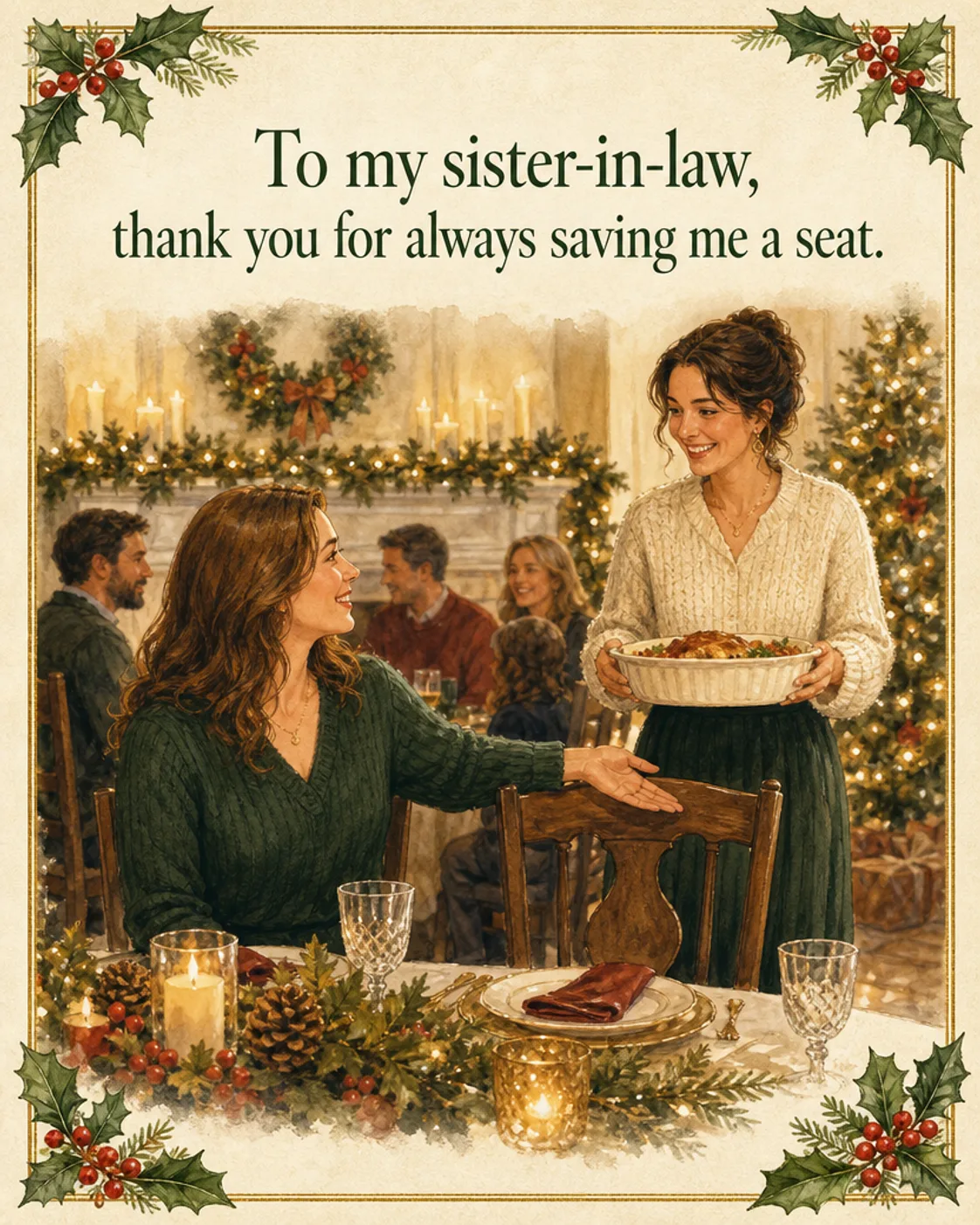 A Seat Saved, Christmas card front