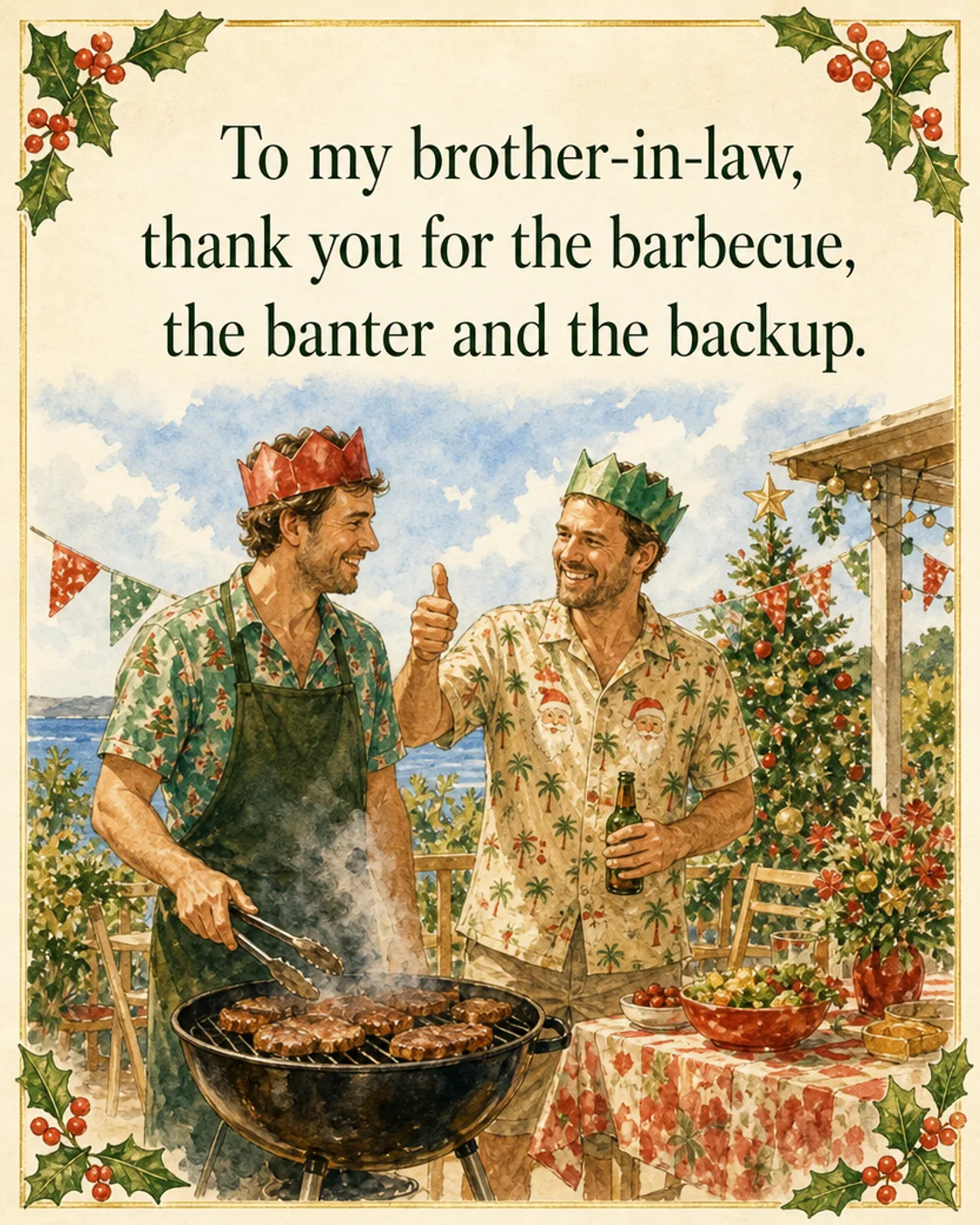 Barbecue and Backup, Christmas card front