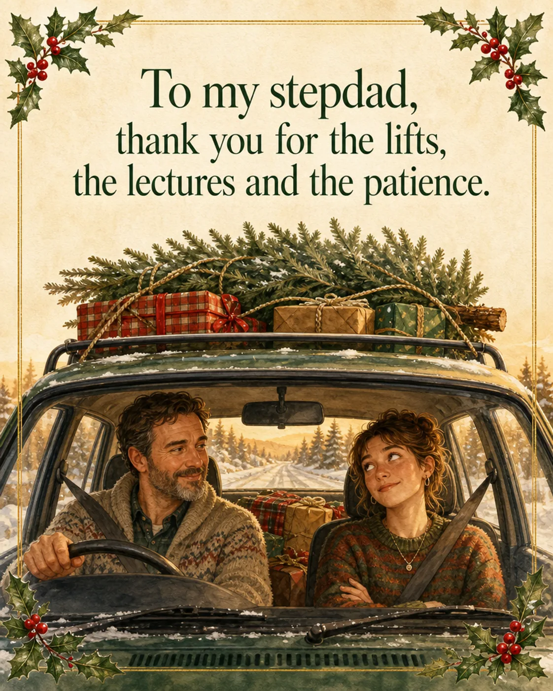 Mostly the Patience, Christmas card front
