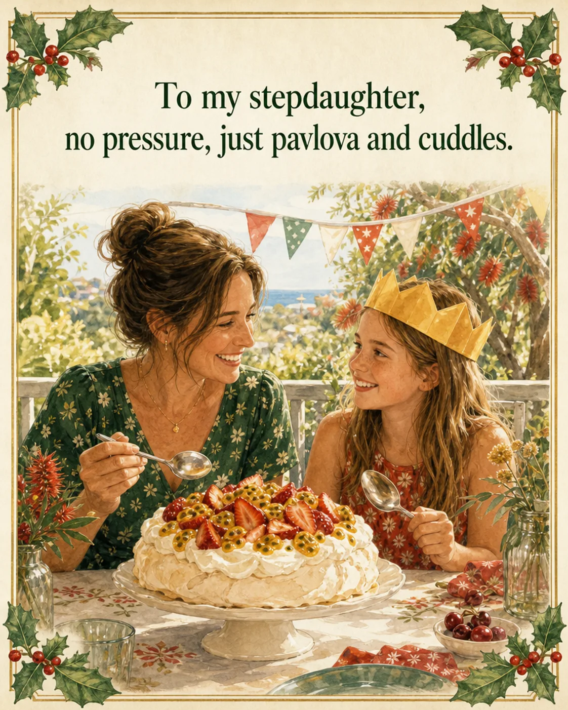 No Pressure, Just Pavlova, Christmas card front