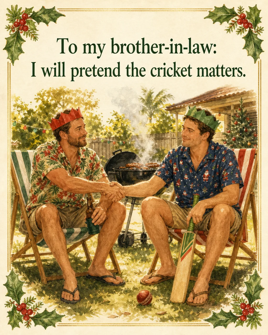 The Cricket Treaty, Christmas card front