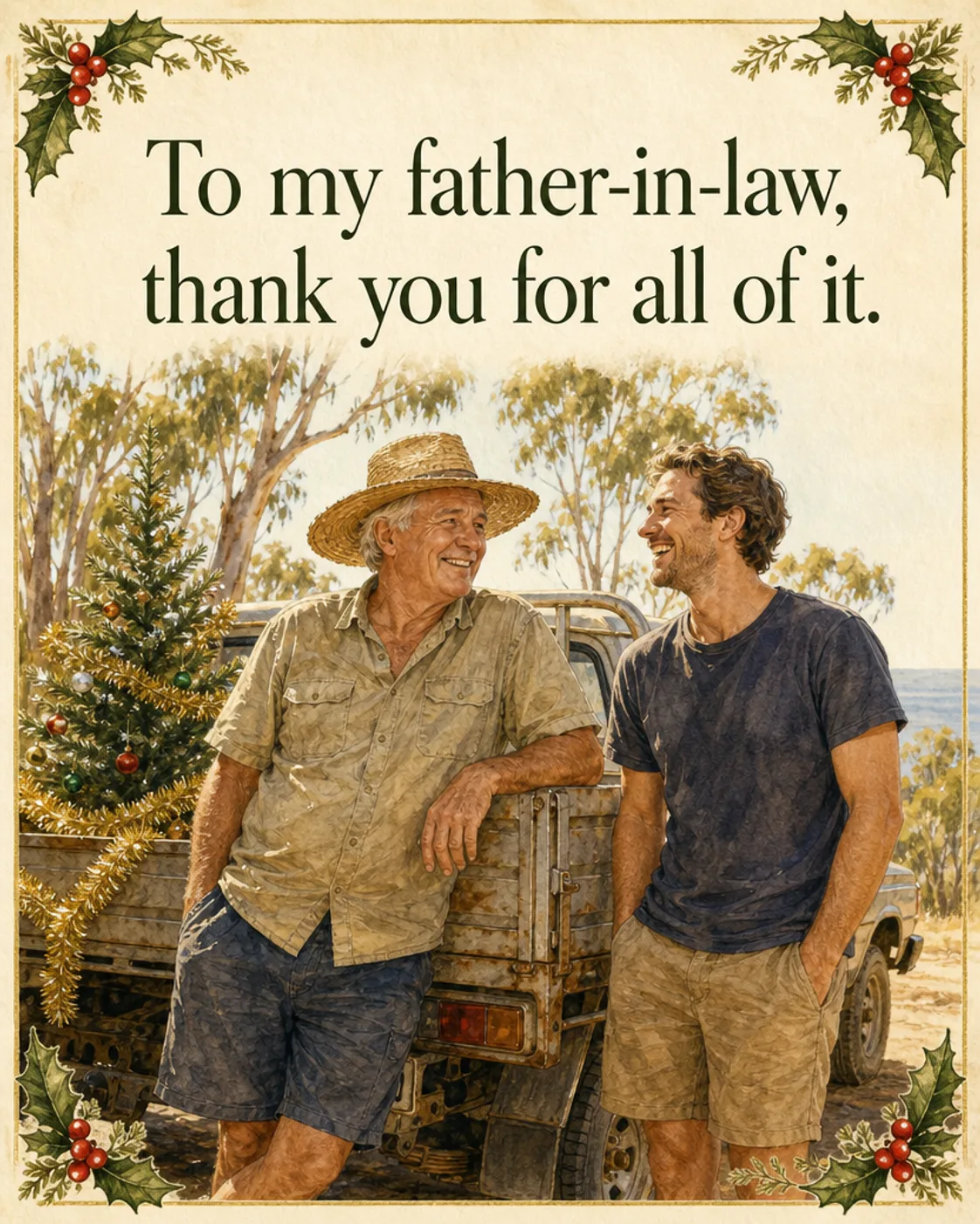 The Loan of the Ute, Christmas card front