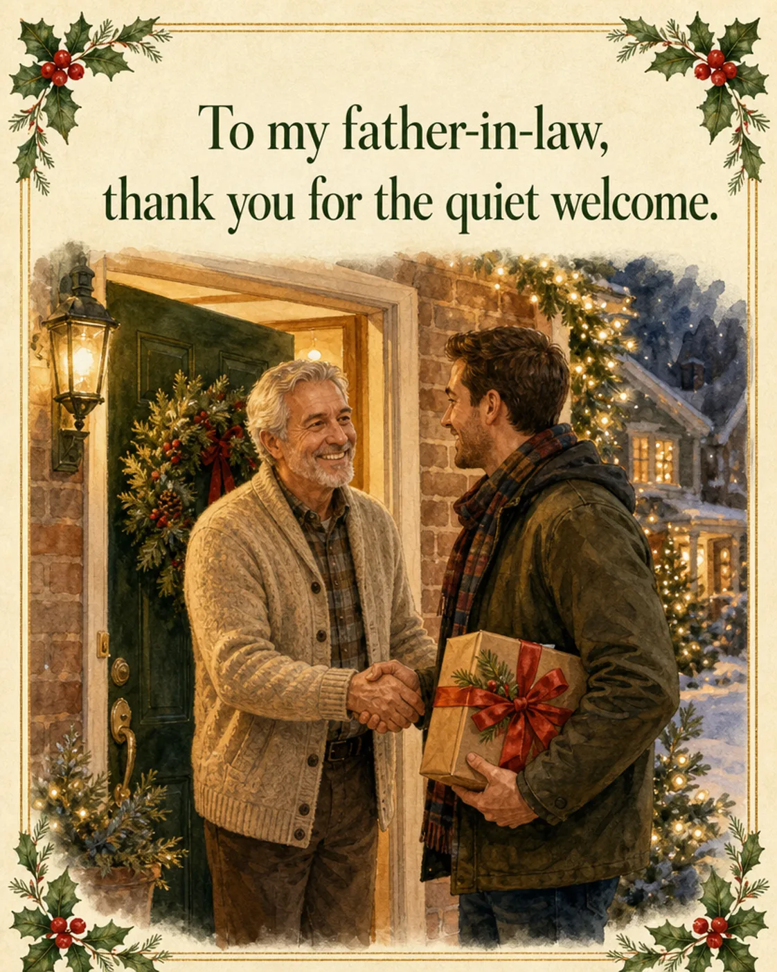 The Quiet Welcome, Christmas card front