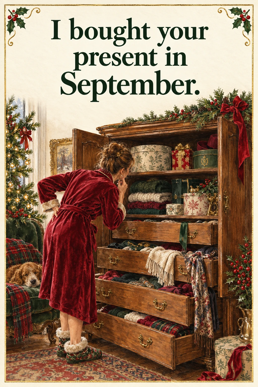 The Organised One, Christmas card front