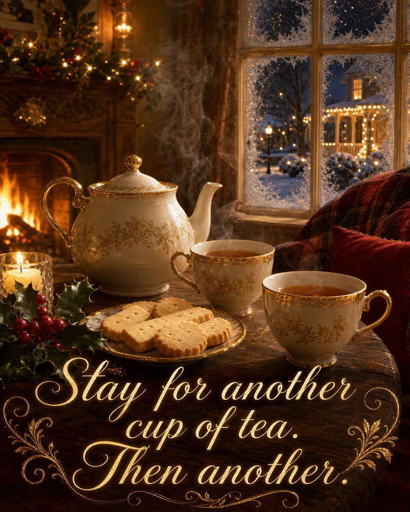 First Cup of Tea, Christmas card front