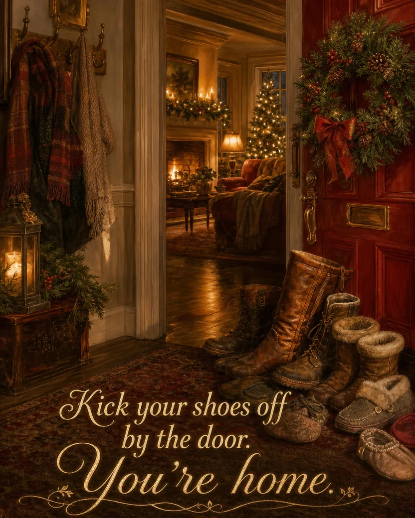 Shoes by the Door, Christmas card front