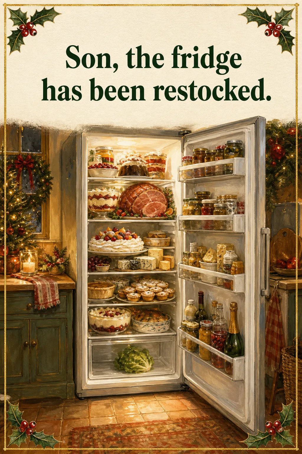 The Fridge Has Been Restocked, Christmas card front