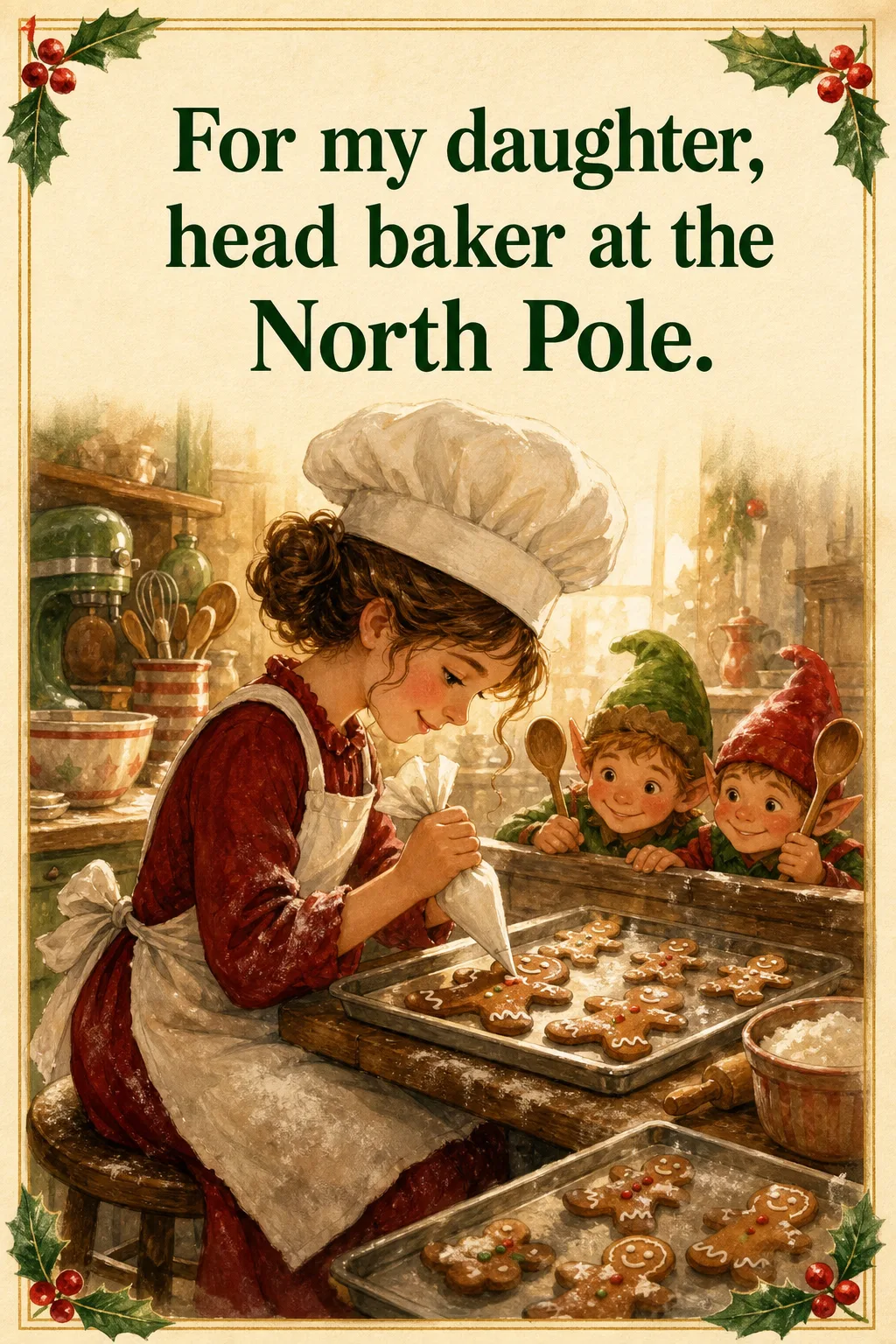 Head Baker at the North Pole, Christmas card front