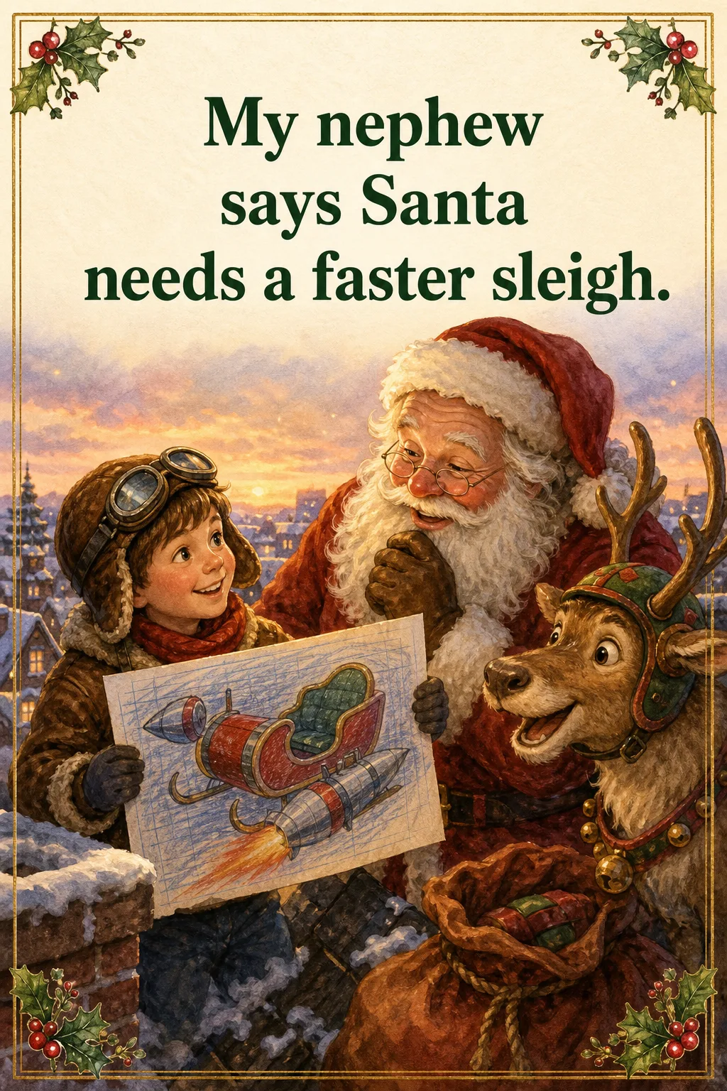 A Faster Sleigh, Christmas card front