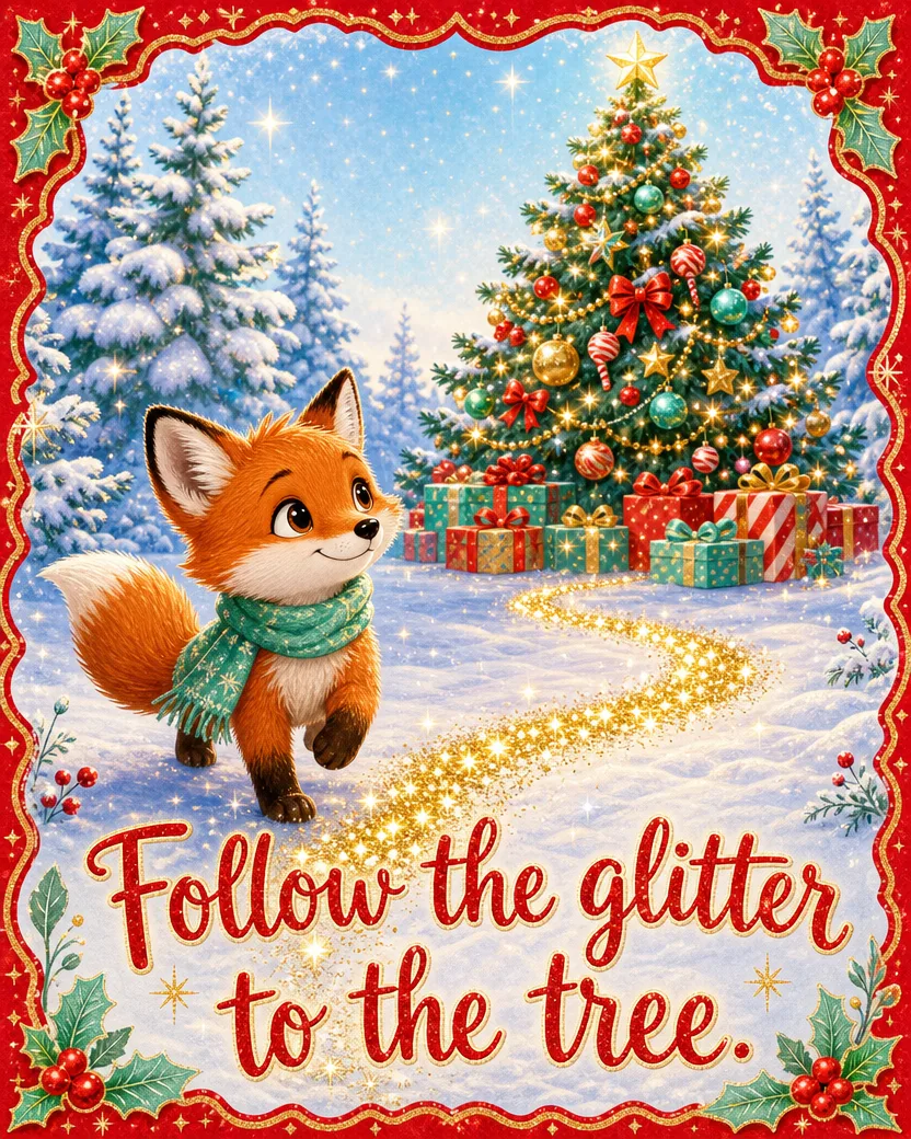 The Glitter Map, Christmas card front