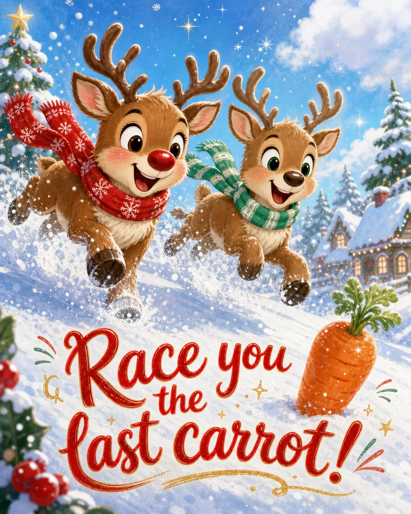 The Reindeer Race, Christmas card front