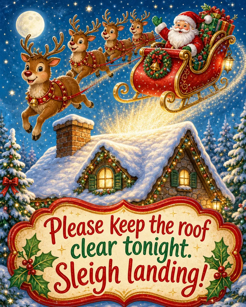 The Sleigh Parking Spot, Christmas card front