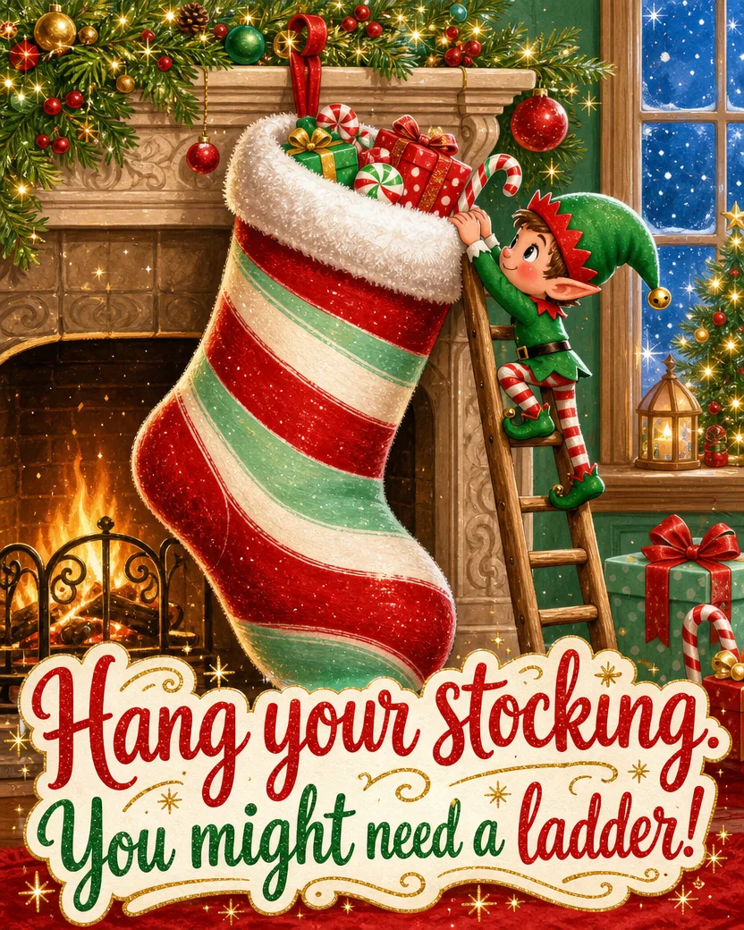 The Very Tall Stocking, Christmas card front
