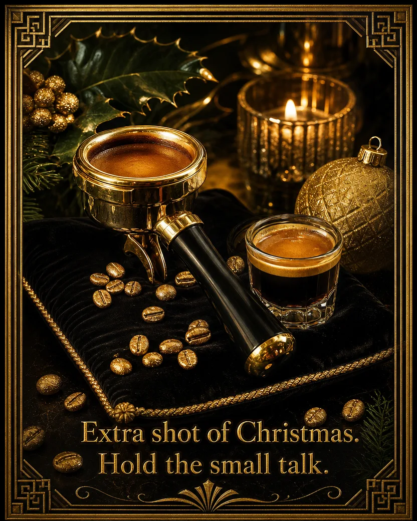 Barista Luxe 3, Christmas card front