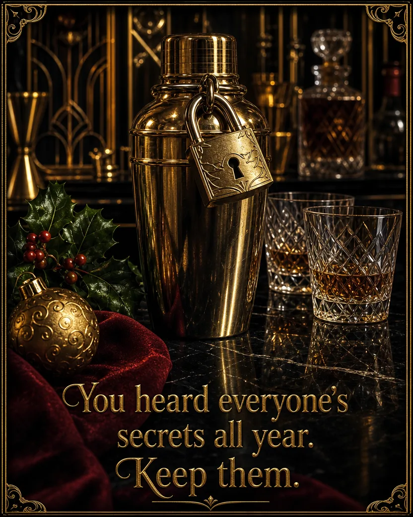 Bartender Luxe 1, Christmas card front