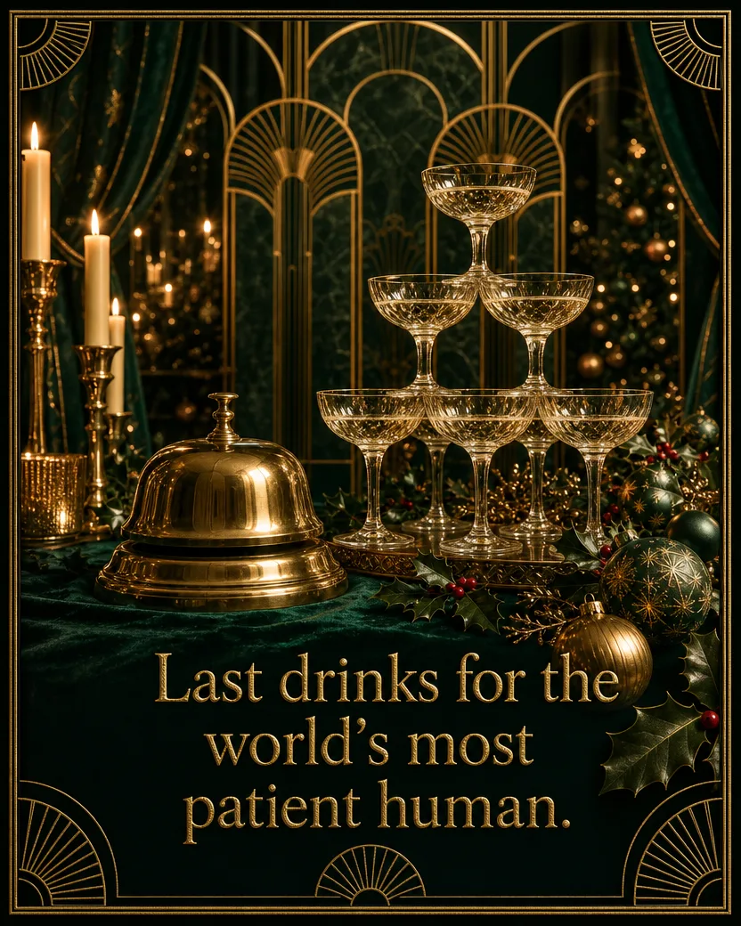 Bartender Luxe 2, Christmas card front
