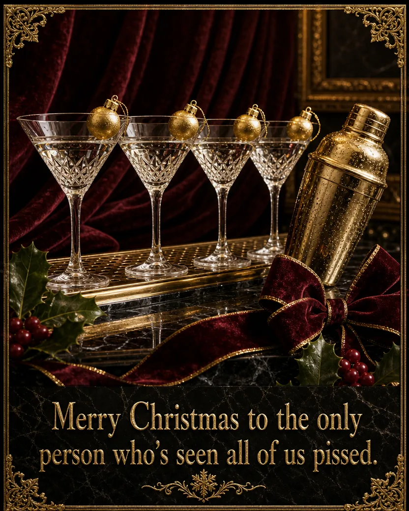 Bartender Luxe 3, Christmas card front