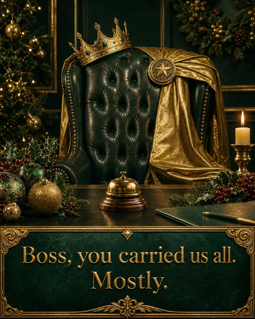 Boss Luxe 2, Christmas card front