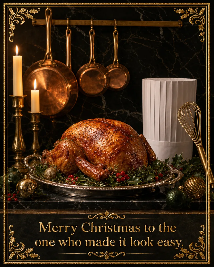 Chef Luxe 1, Christmas card front