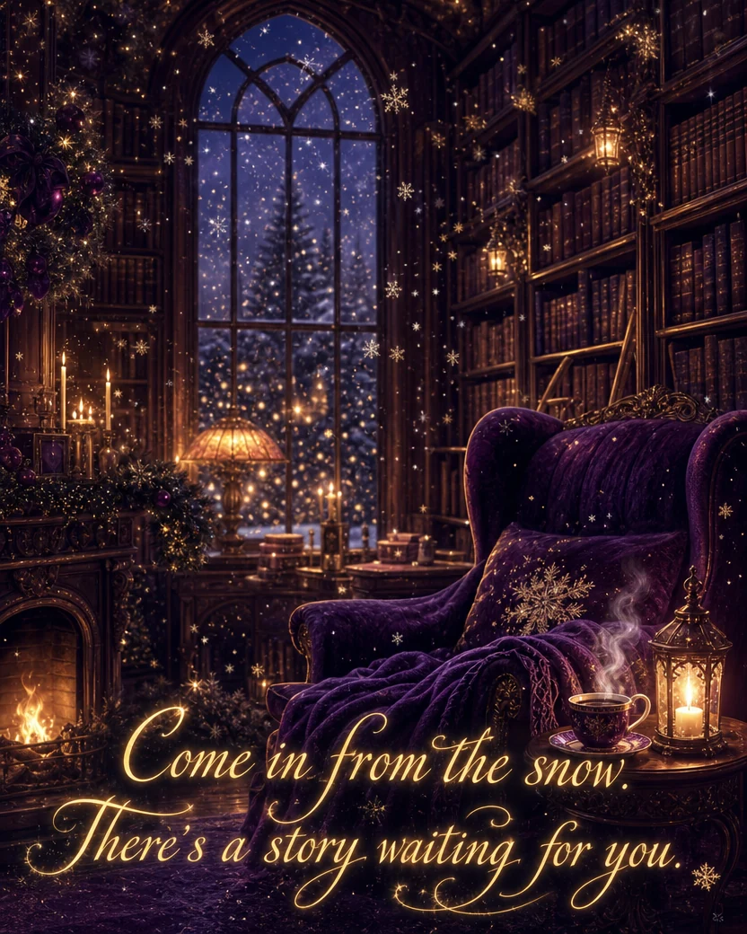 The Library of Snow, Christmas card front