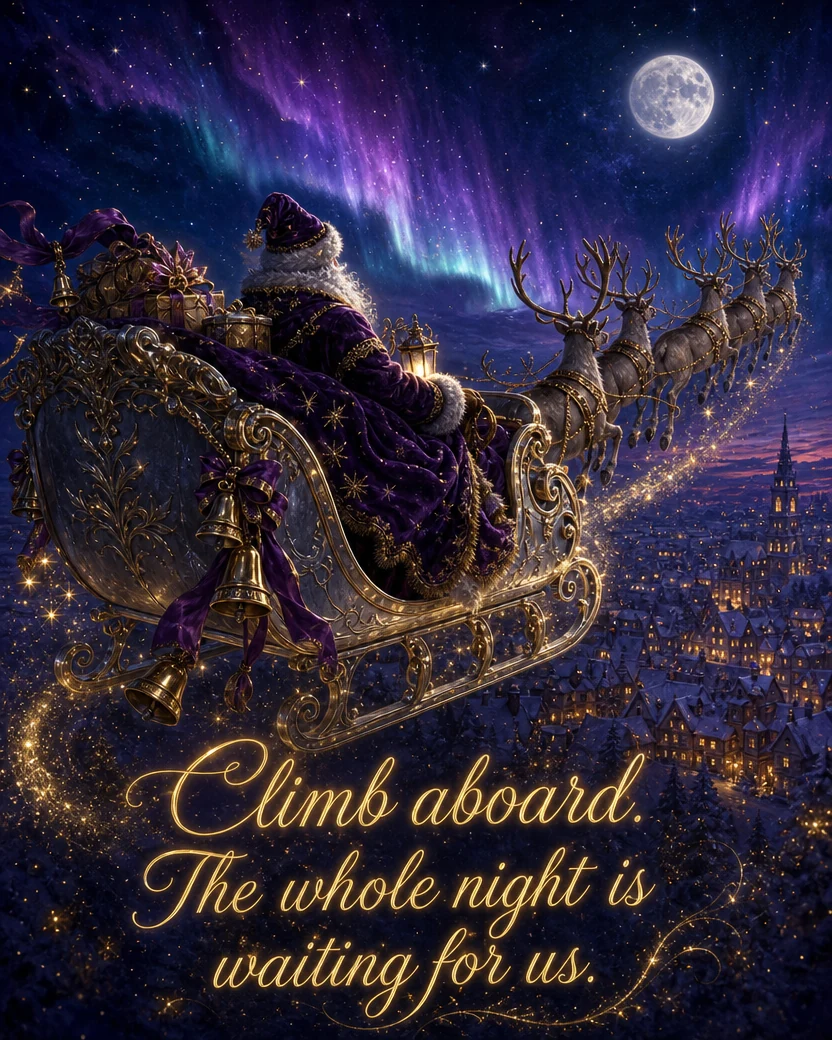 The Moonlit Sleigh, Christmas card front