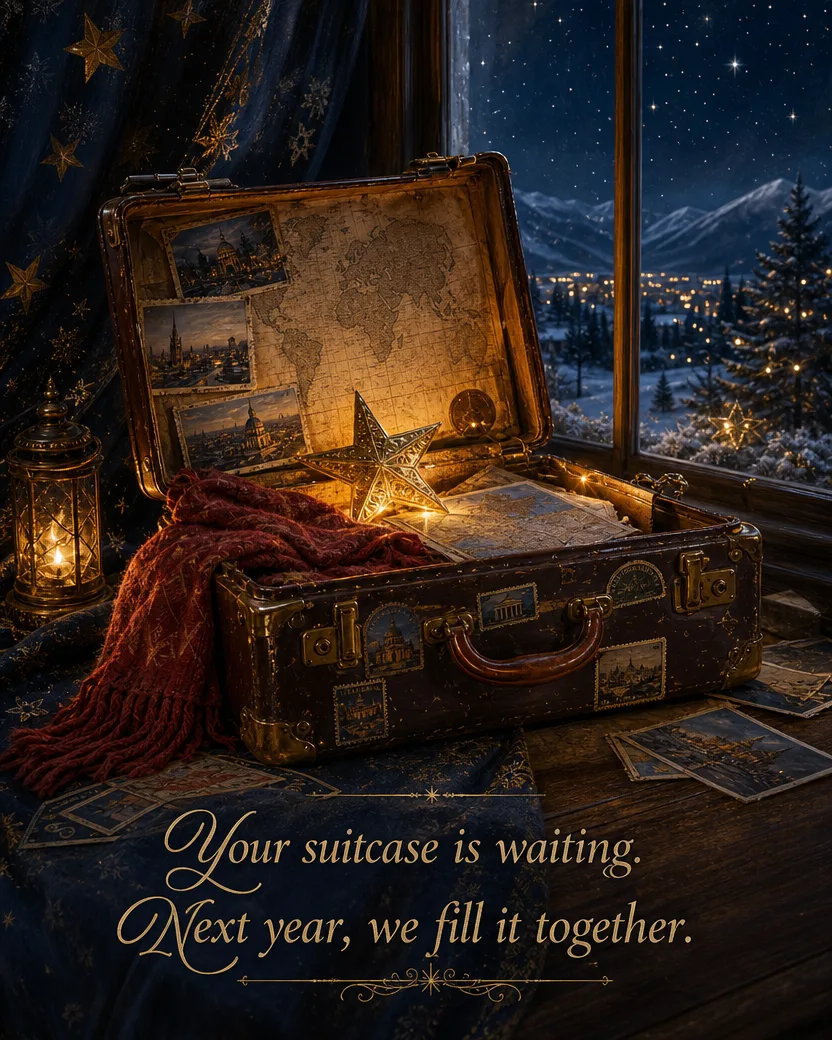 The Empty Suitcase, Christmas card front