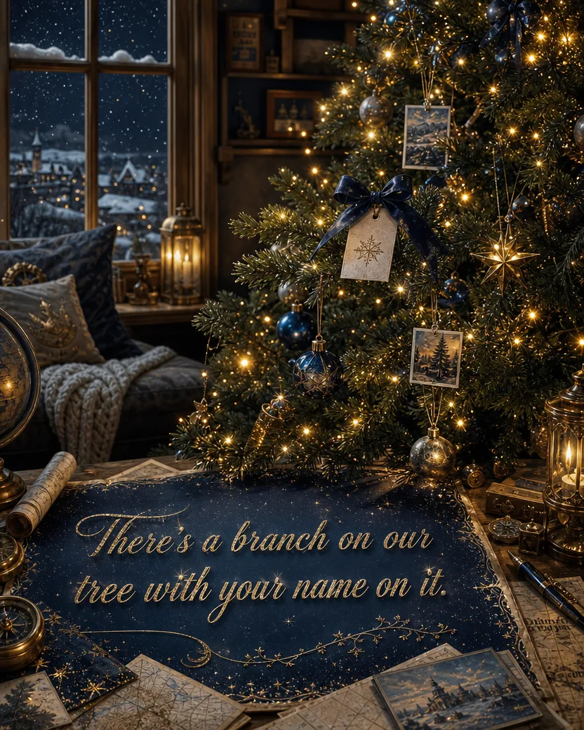 The Postcard Tree, Christmas card front