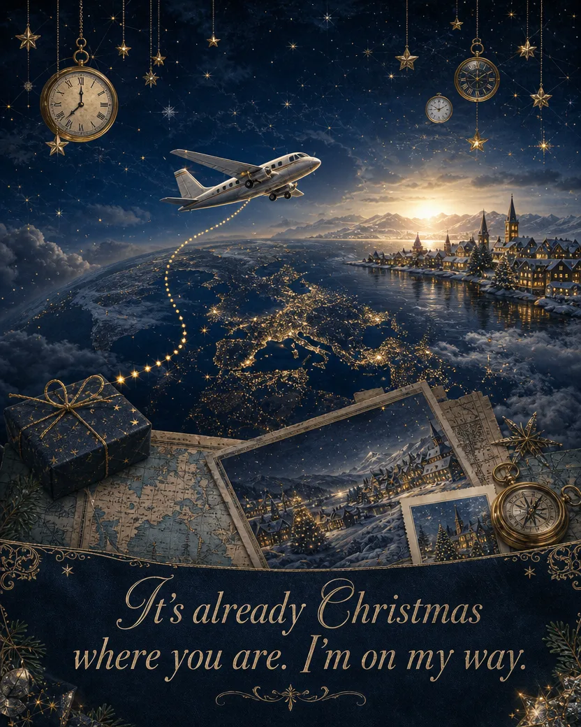 Two Time Zones, Christmas card front