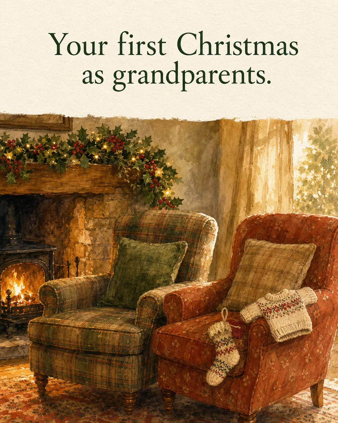 Your First Christmas as Grandparents, Christmas card front