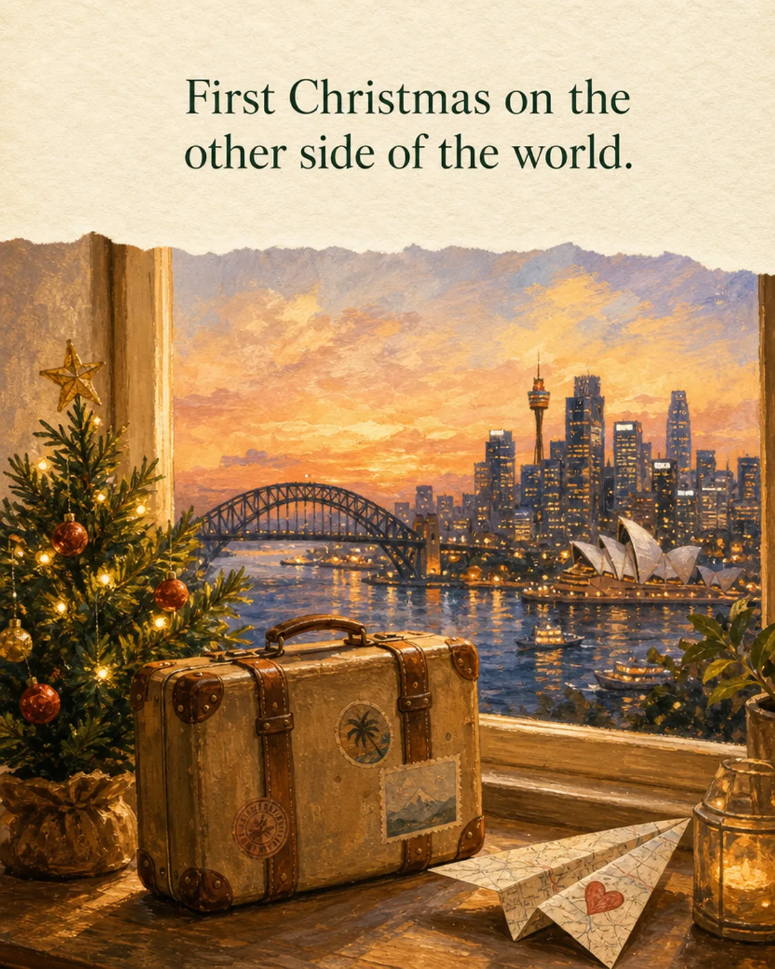 First Christmas Far Away, Christmas card front